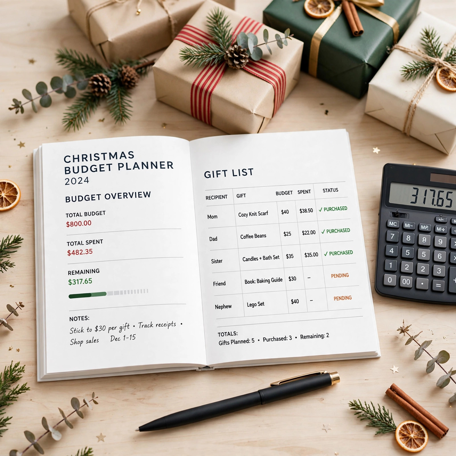 Christmas Budget & Gift Planner Printable cover