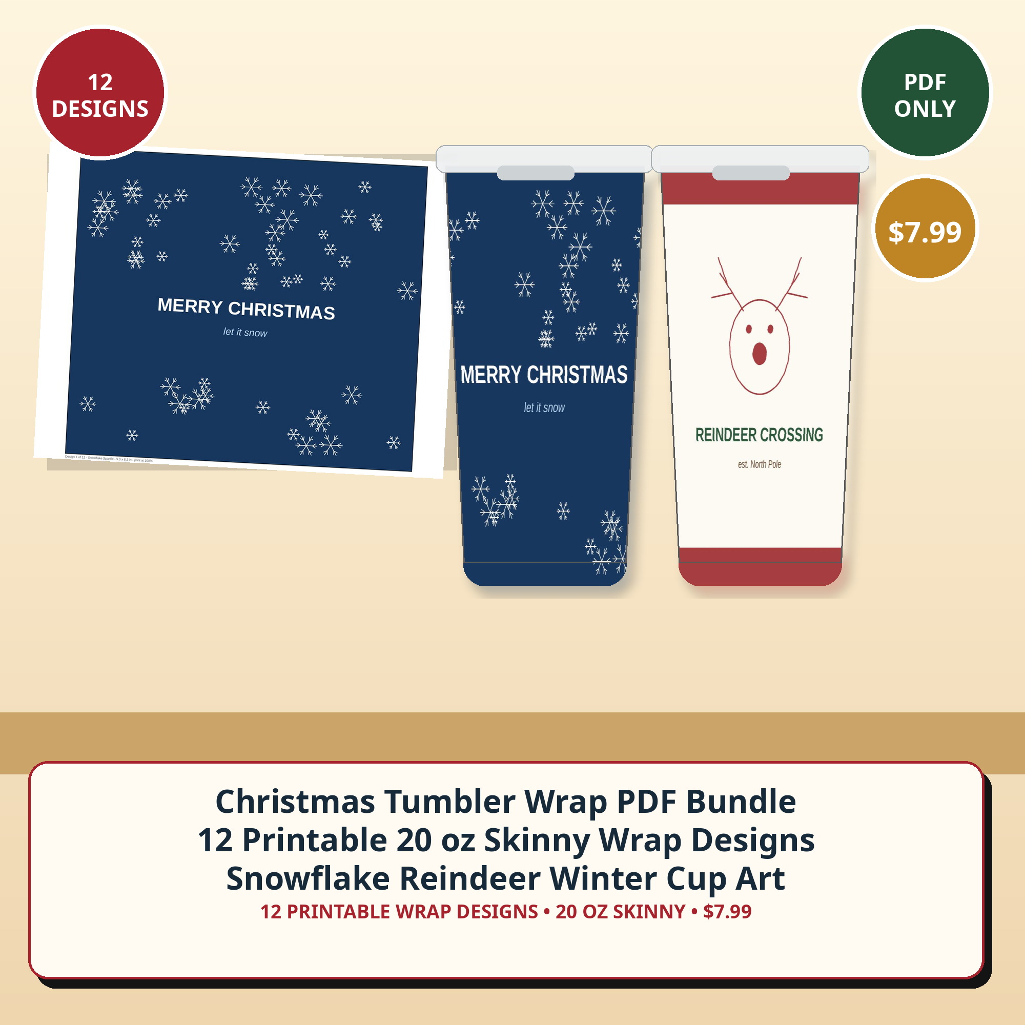 Christmas Tumbler Wrap PDF Bundle cover