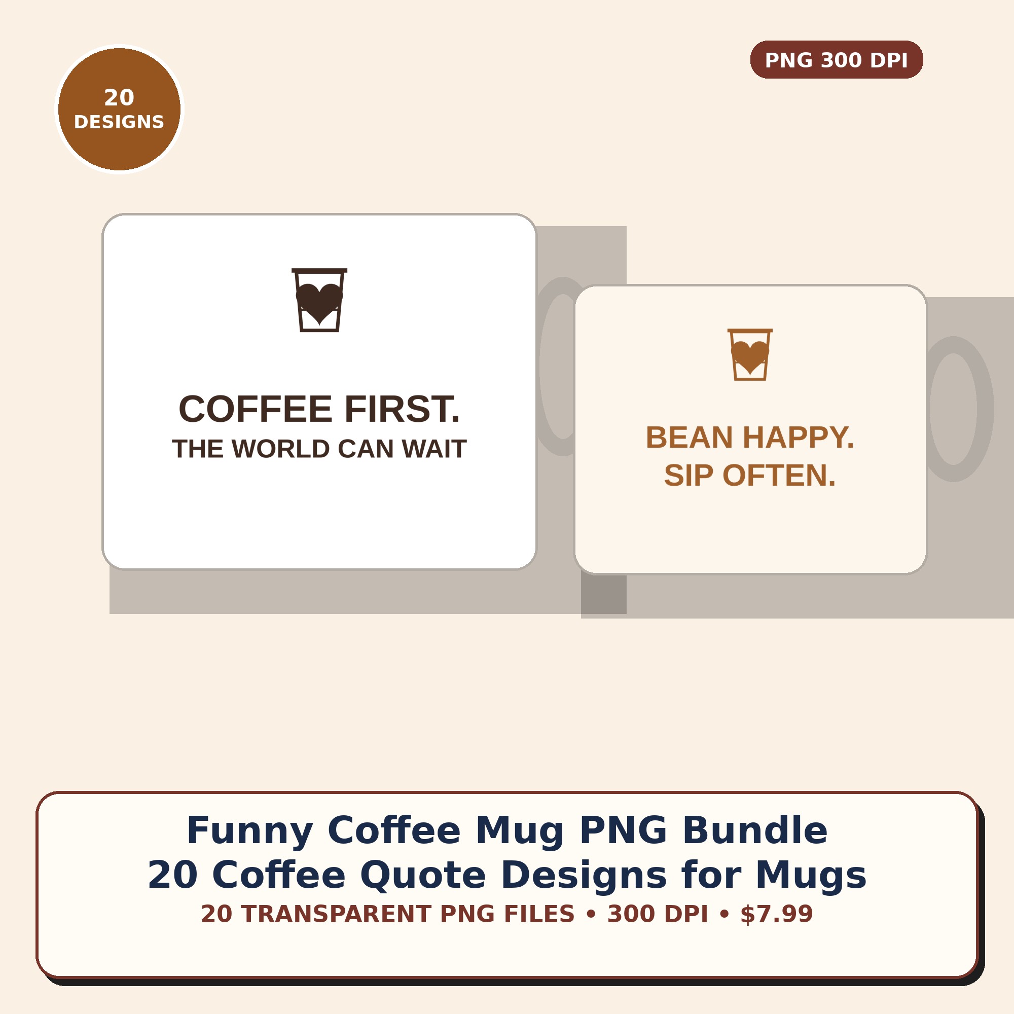 Funny Coffee Mug PNG Bundle cover
