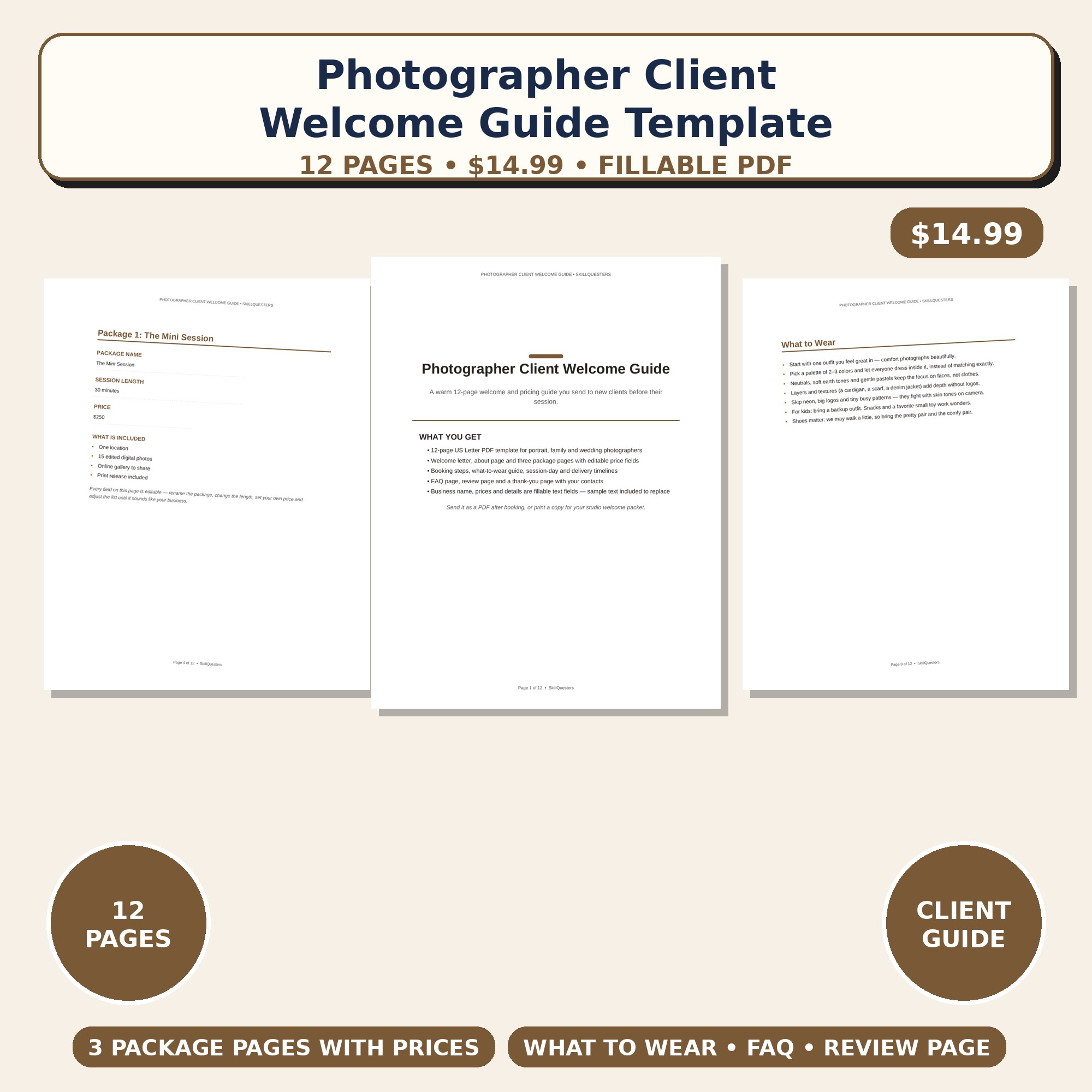 Photographer Client Welcome Guide Template Fillable PDF cover