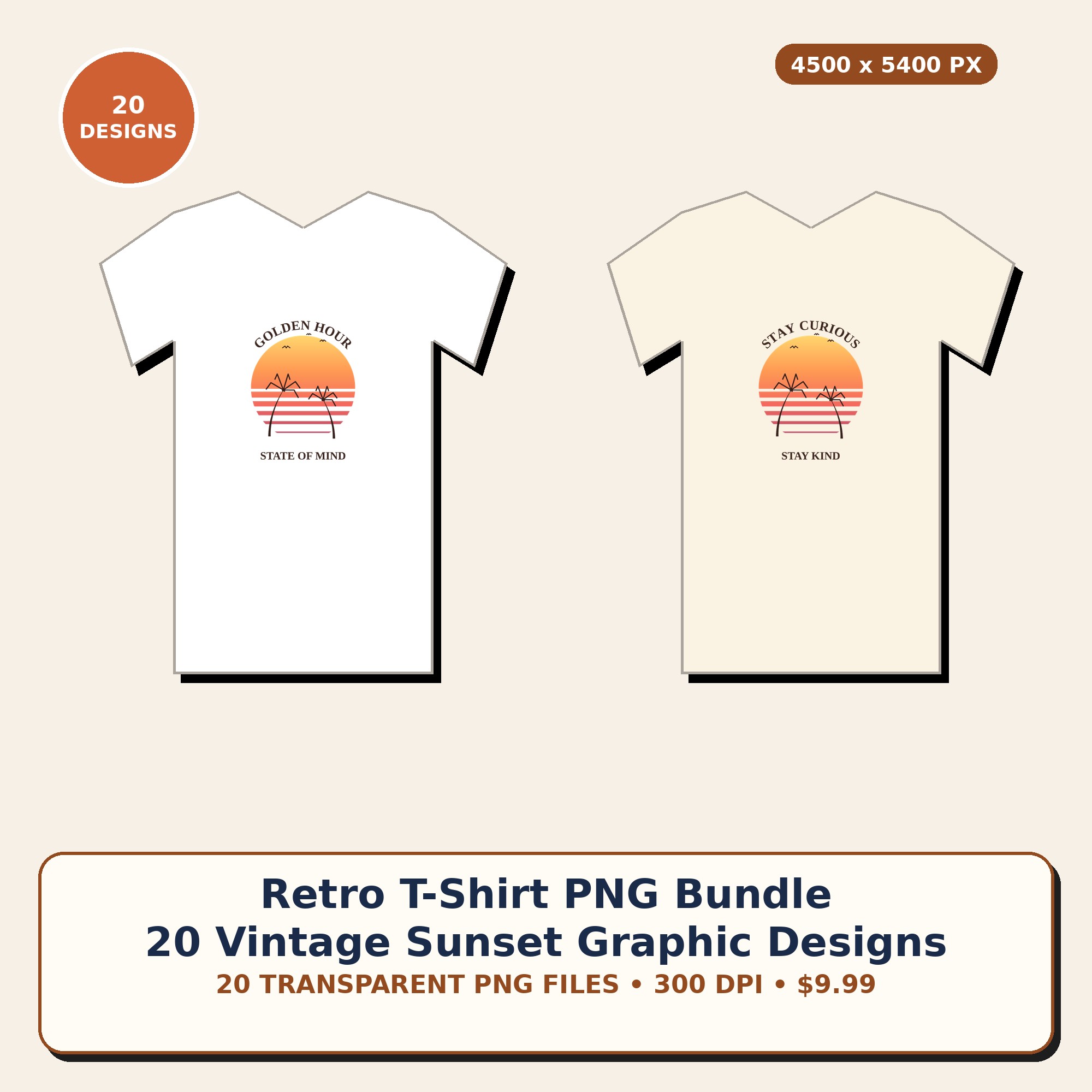 Retro T-Shirt PNG Bundle cover