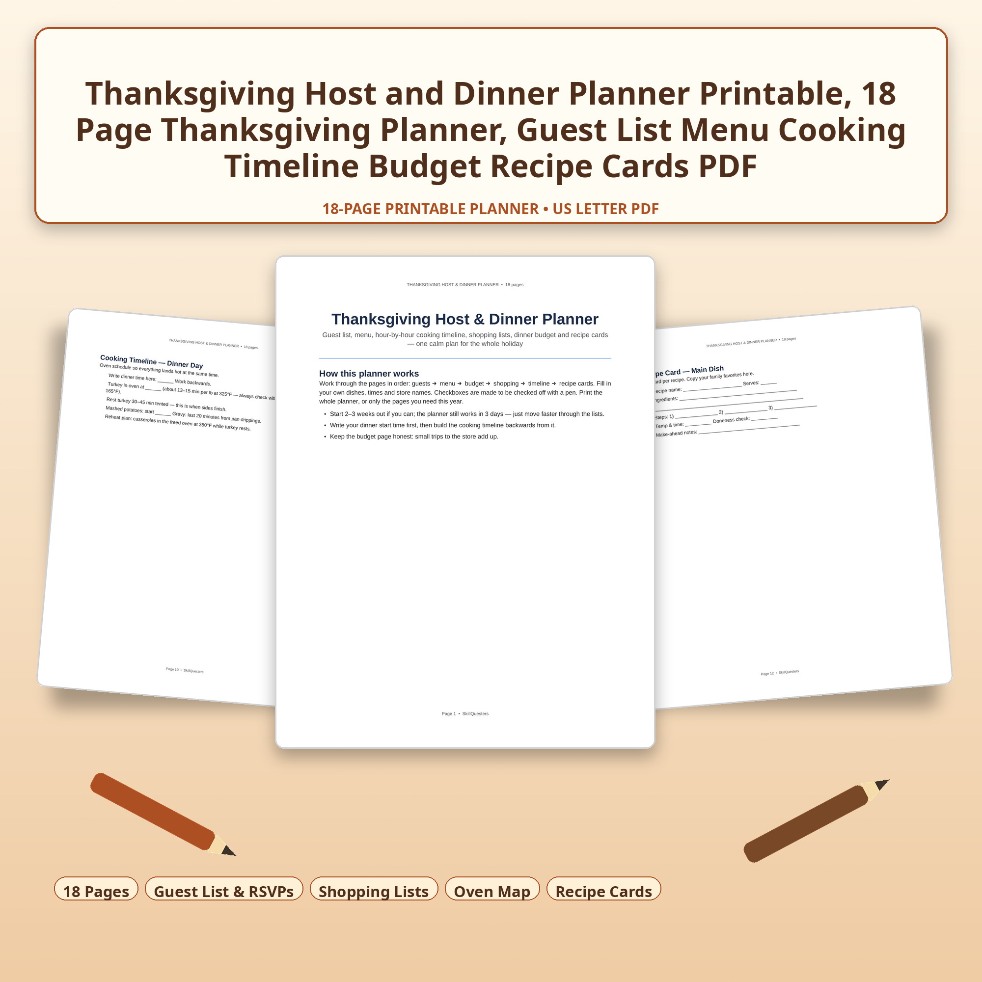 Thanksgiving Host and Dinner Planner Printable cover