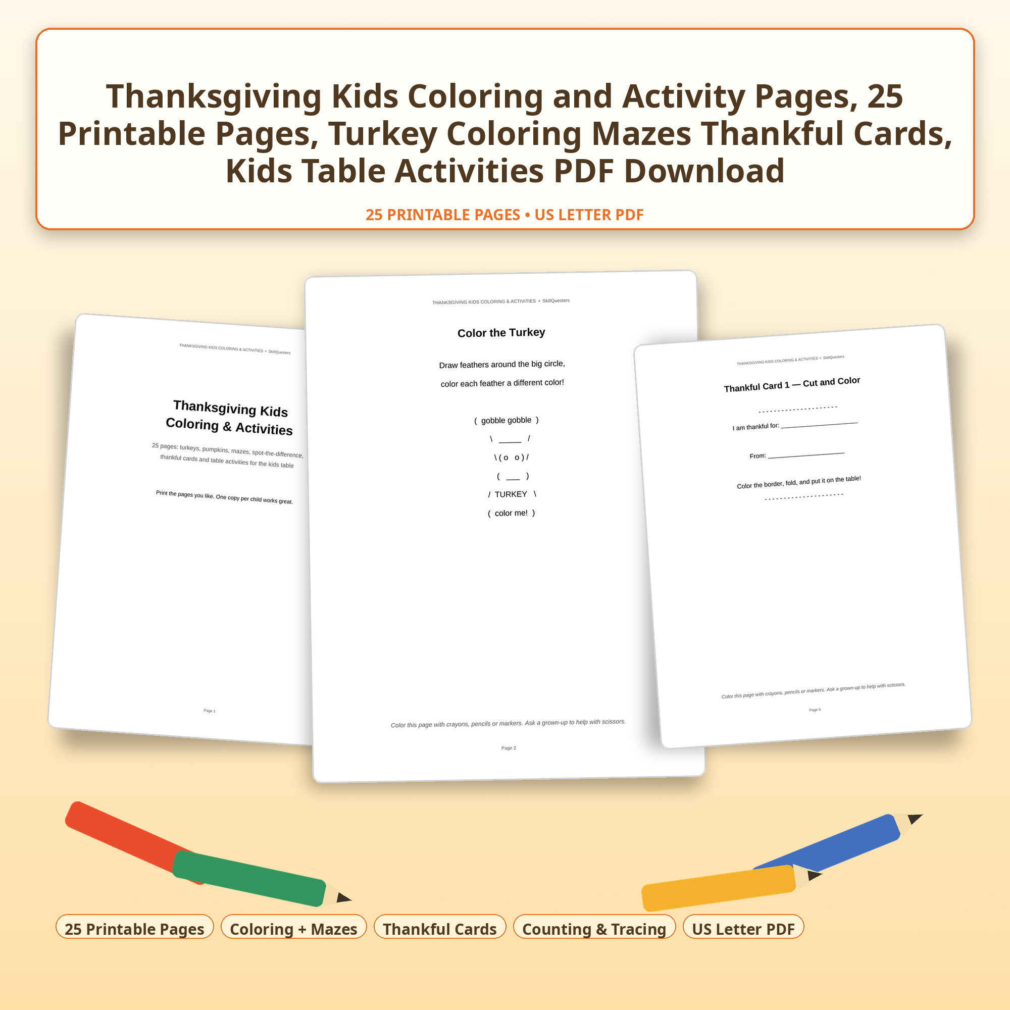 Thanksgiving Kids Coloring and Activity Pages cover