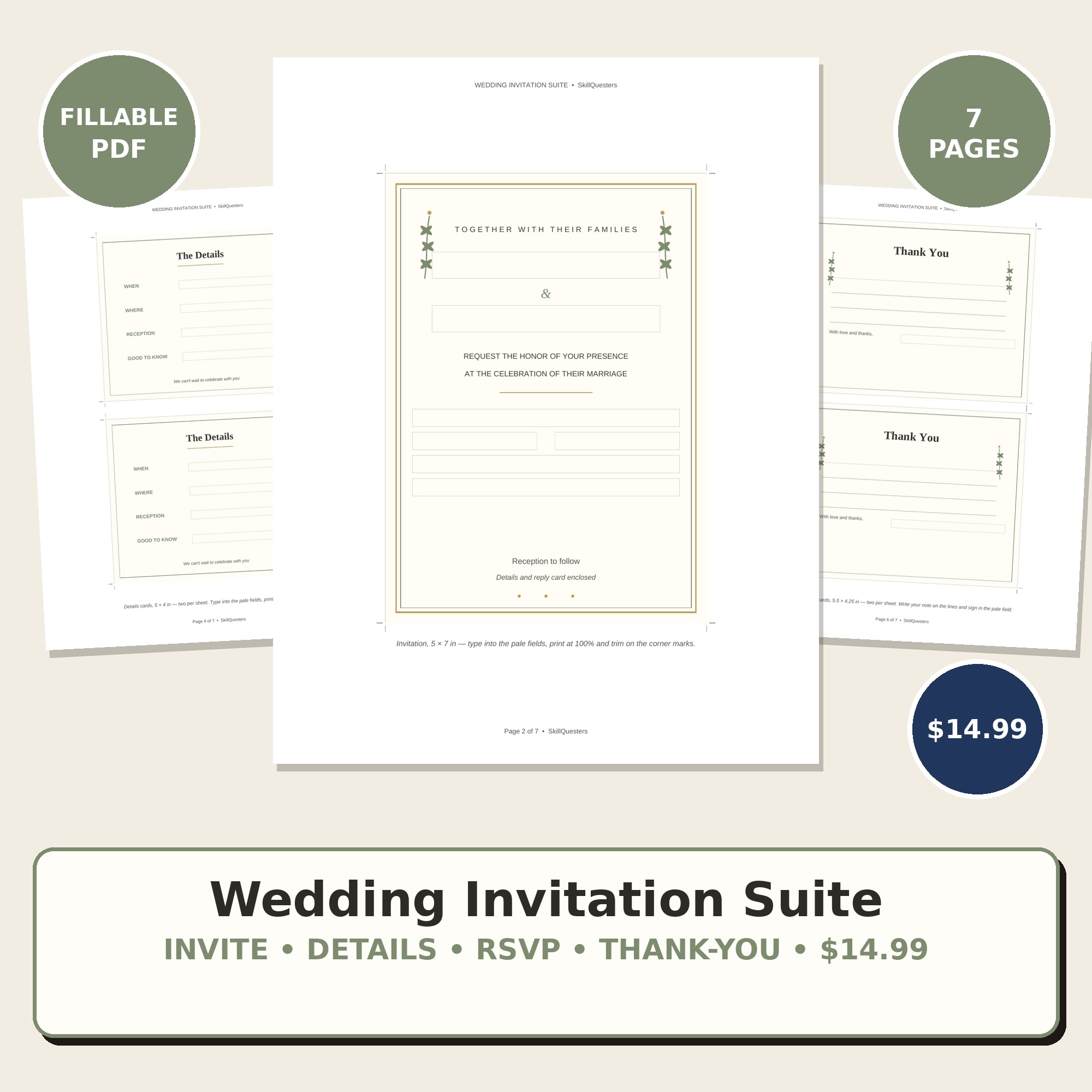 Wedding Invitation Suite Printable cover